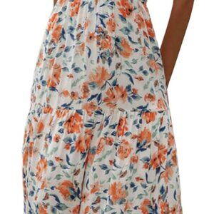 Women Floral Maxi Dress Sleeveless Halter Neck Ruffle Tiered A-line
